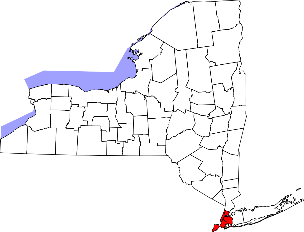 Dual licensure enables real estate professionals to bridge distinct regional markets and brokerages, such as operating a residential practice in New York City (red) while managing commercial properties in Upstate New York.