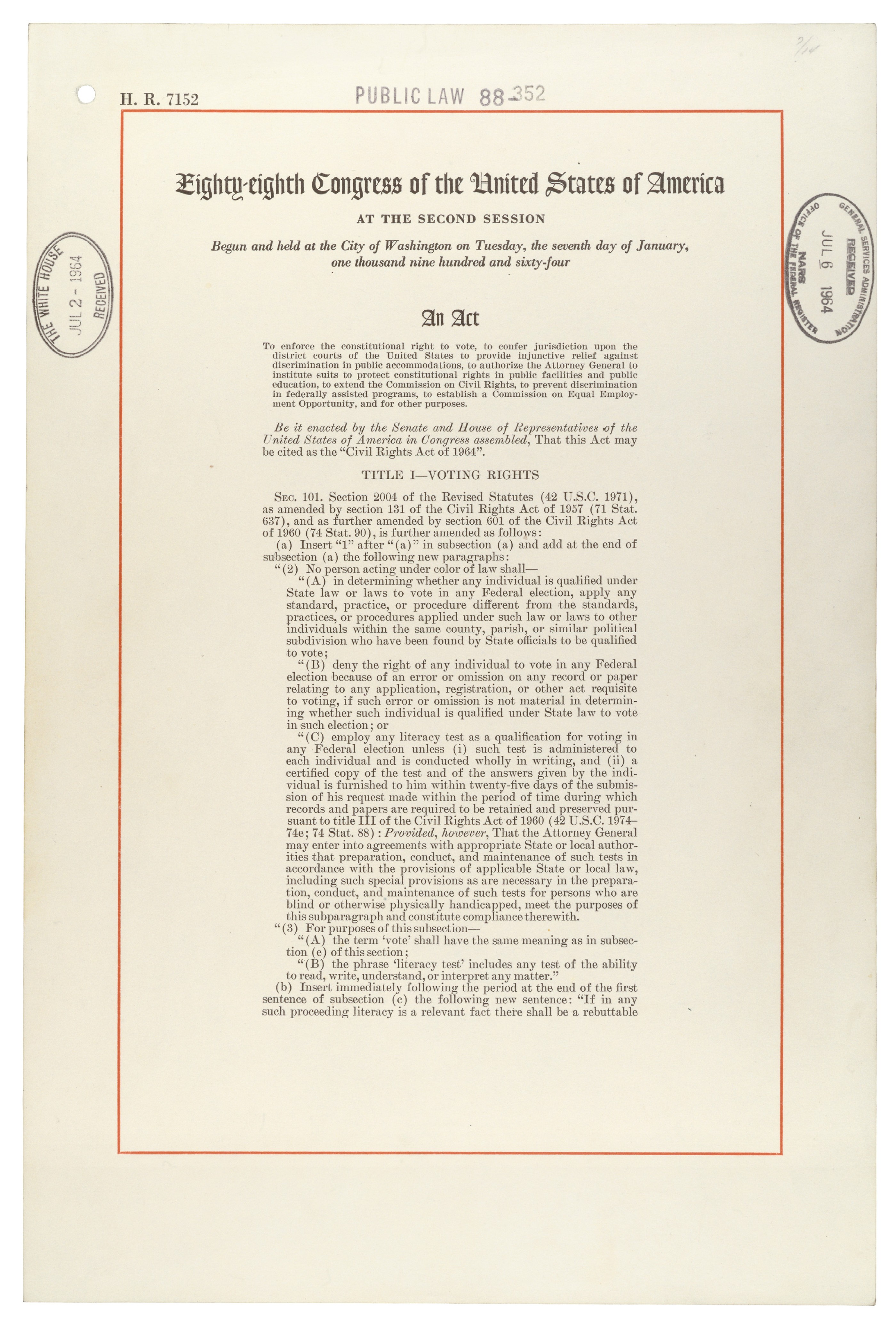 Title VI of the Civil Rights Act of 1964 provides the legal backbone that mandates language assistance services in any healthcare facility receiving federal funding.