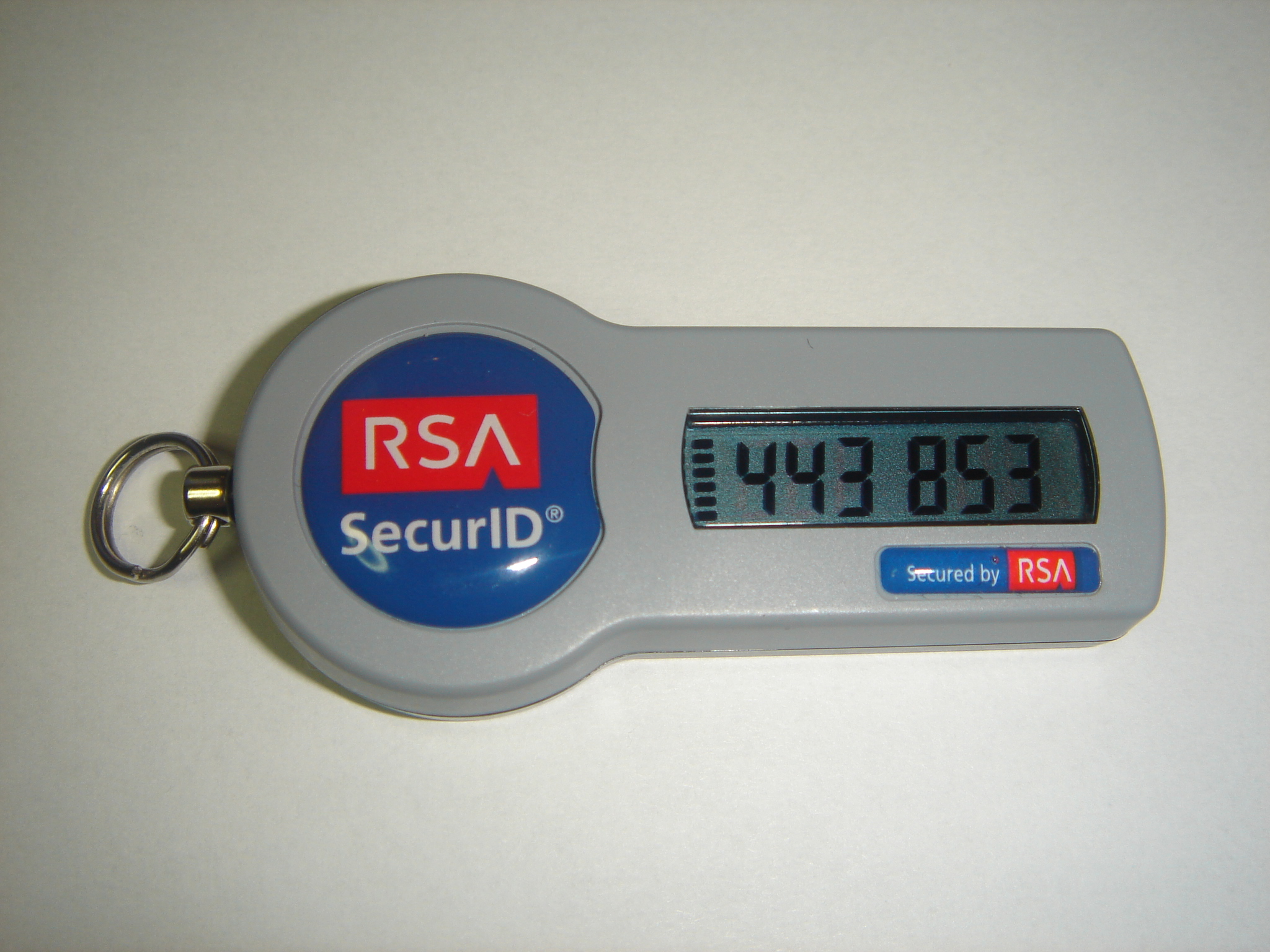 A hardware token generating a time-based, one-time password (TOTP) to satisfy the "something you have" requirement in multifactor authentication.