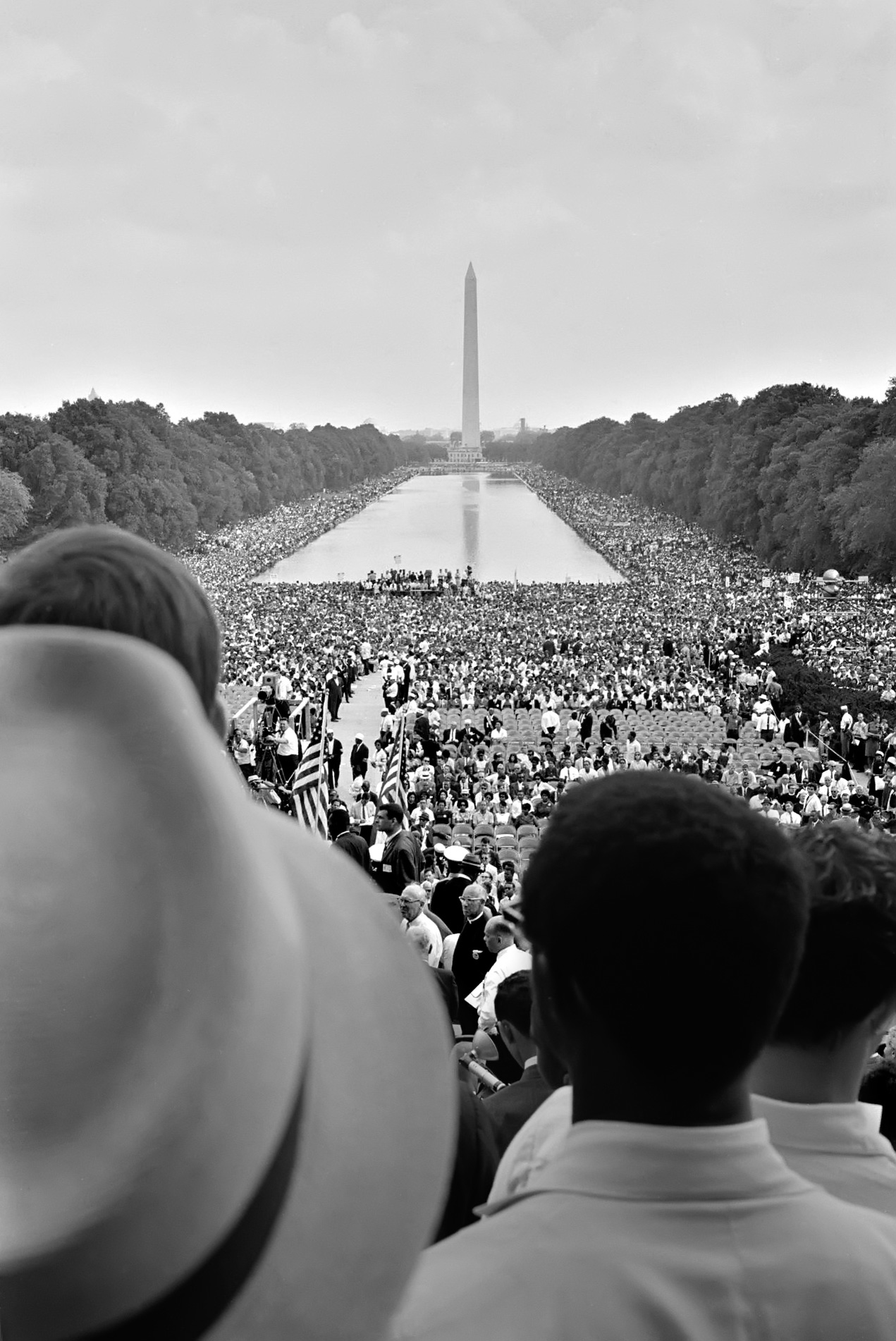 The massive crowd gathered at the Lincoln Memorial during the 1963 March on Washington for Jobs and Freedom, illustrating the vast scale of organized nonviolent resistance.