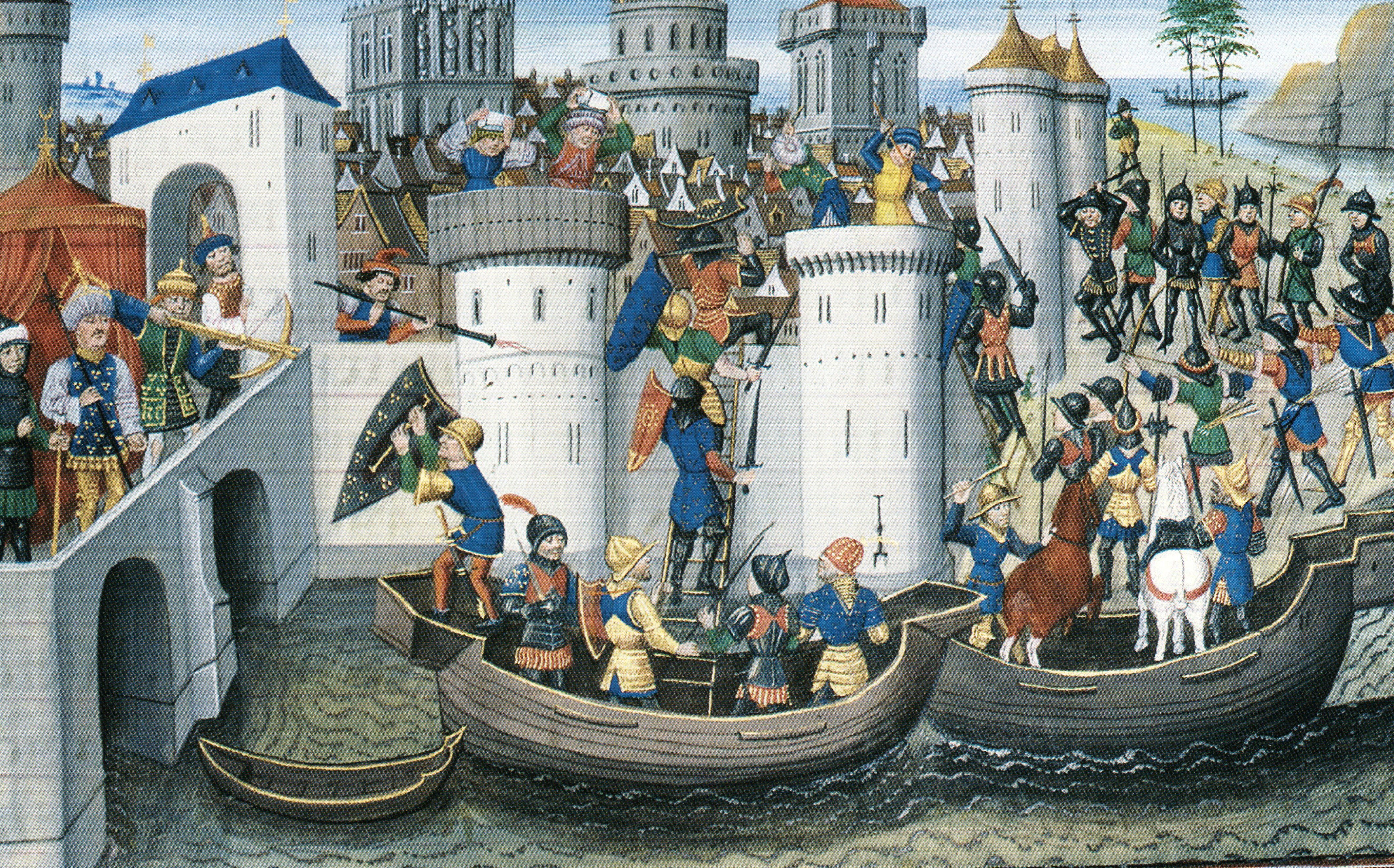 A 15th-century manuscript depicting the Crusader sack of Constantinople in 1204. The attack on a fellow Christian capital severely weakened the Byzantine Empire and exposed the political opportunism underlying the holy wars.