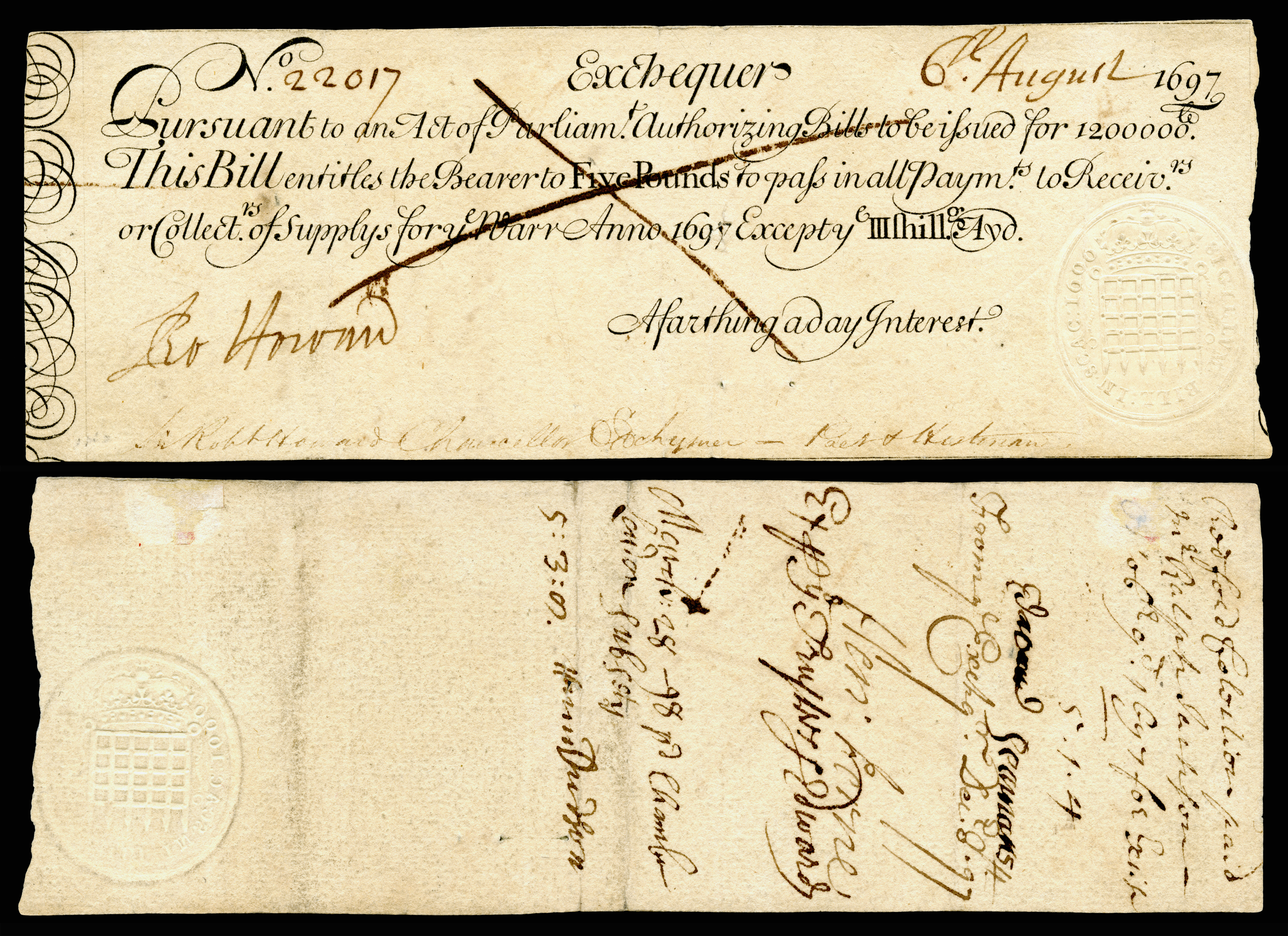 A 1697 Exchequer note — the historic instrument of the Crown's tax office that still has a claim on every property transaction today.