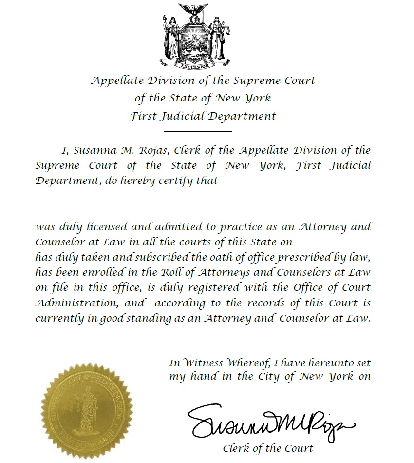A Certificate of Admission to the New York State Bar. Because admitted attorneys are already rigorously vetted and legally authorized to draft contracts and offer fiduciary counsel, the state waives redundant real estate licensing for transactions handled in a legal capacity.