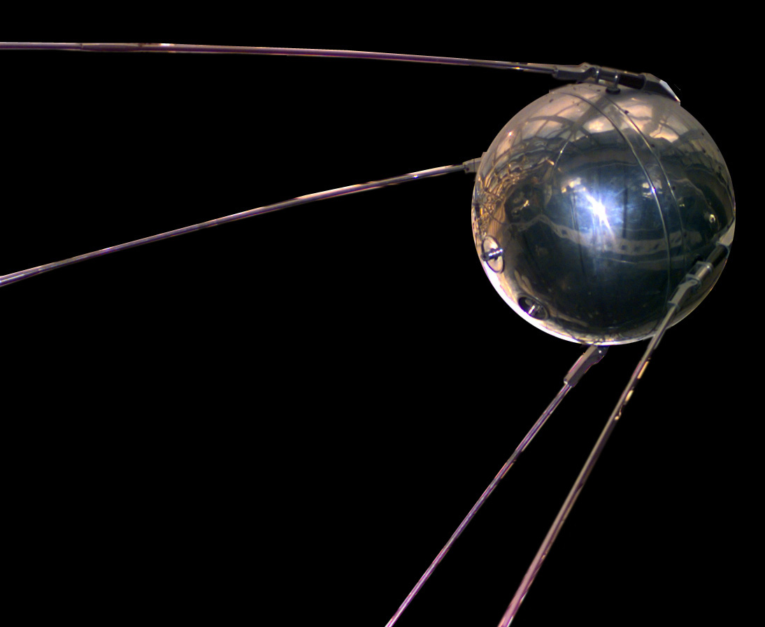 A replica of Sputnik 1, the first artificial Earth satellite launched by the Soviet Union in 1957, which triggered the Space Race.