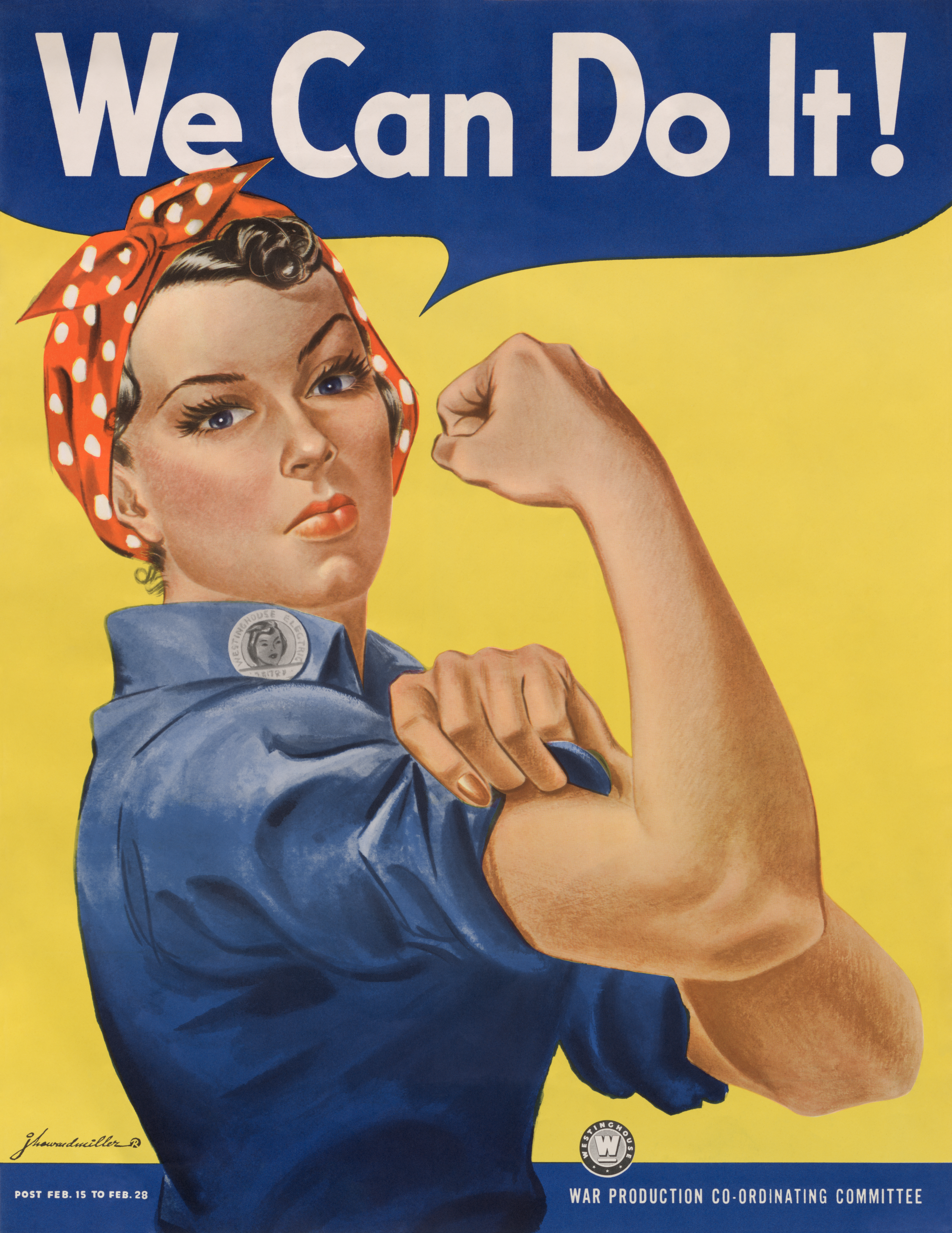 The "We Can Do It!" poster, widely associated with the "Rosie the Riveter" campaign, symbolized the millions of American women who entered the industrial workforce to support the war effort.