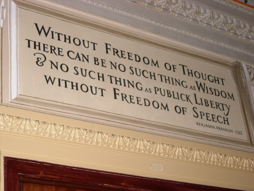 Benjamin Franklin's 1722 words on freedom of thought and speech — the values sections 12 and 13 give extra procedural protection to when a court order might affect Article 10 expression or Article 9 belief.