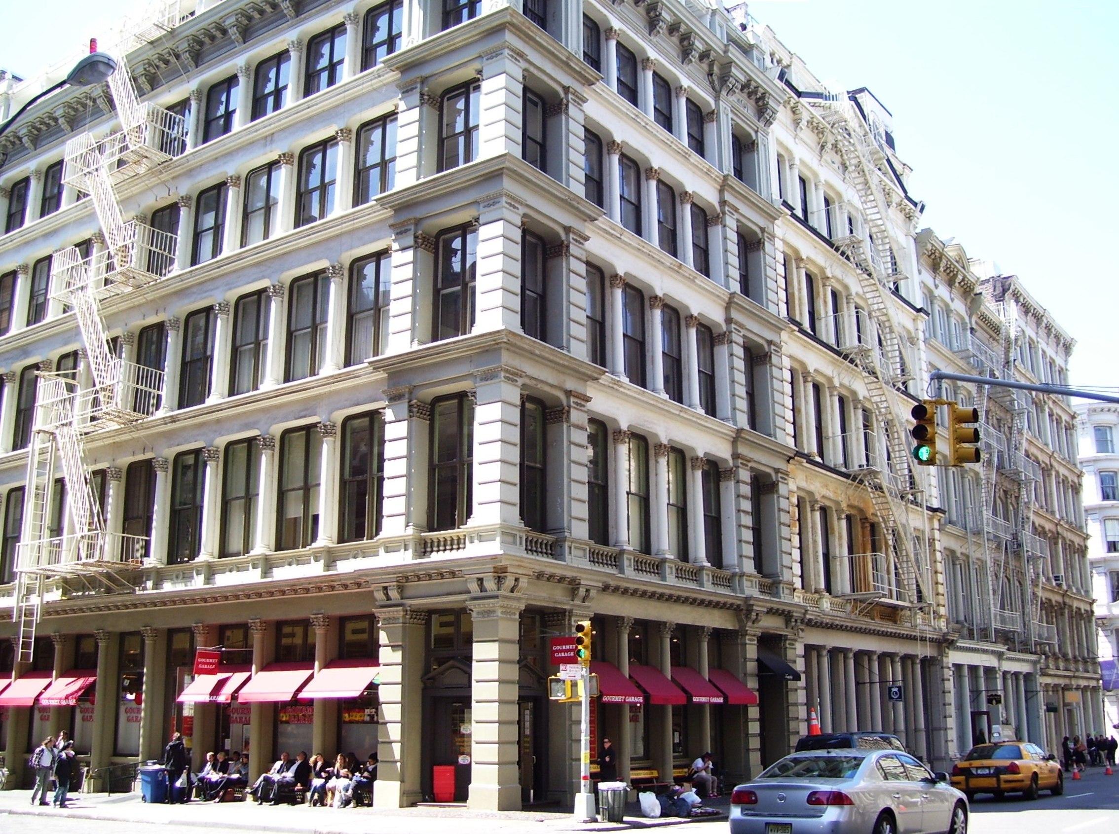 Former industrial buildings, such as these cast-iron structures in SoHo, Manhattan, are the origin of loft leases. Their open floor plans feature minimal shared common areas, resulting in a very low loss factor.