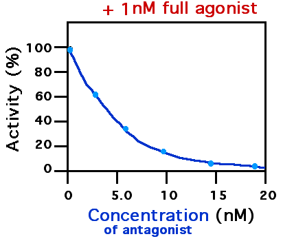 Pharmacodynamic mechanisms at the cellular level: An antagonist medication binds to a receptor, blocking the endogenous agonist and inhibiting the expected biological signal.