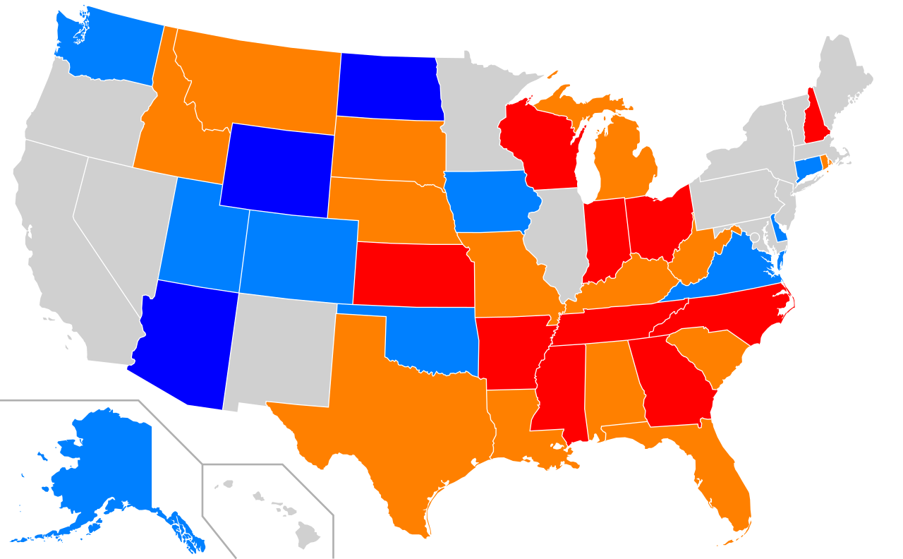 Map of the United States detailing varying state-level voter identification laws, which range from strict photo ID requirements to no ID requirement, illustrating the structural disparities in voting access across the country.