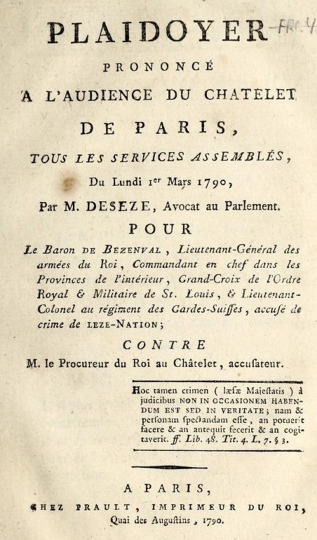The frontispiece of a historic written closing argument (plaidoyer) — a reminder that closing submissions are a formal, structured document setting out why the evidence supports victory.