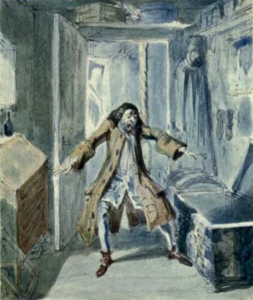 George Cruikshank's 1842 illustration of a miser perfectly encapsulates the negative connotation of the word "cheap," emphasizing selfishness and greed over prudent resource management.
