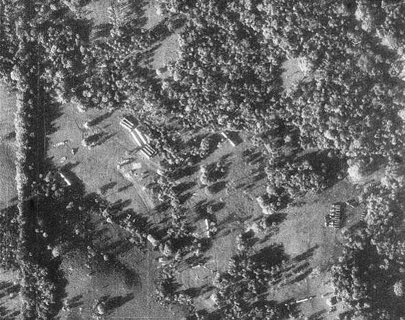 A 1962 aerial reconnaissance photograph taken by a U.S. spy plane revealing Soviet nuclear missile sites under construction in Cuba.