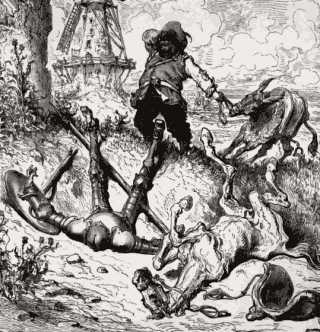 Don Quixote and Sancho Panza serve as classic literary foils; their deeply contrasting physical appearances deliberately reflect their opposing psychological and behavioral traits.