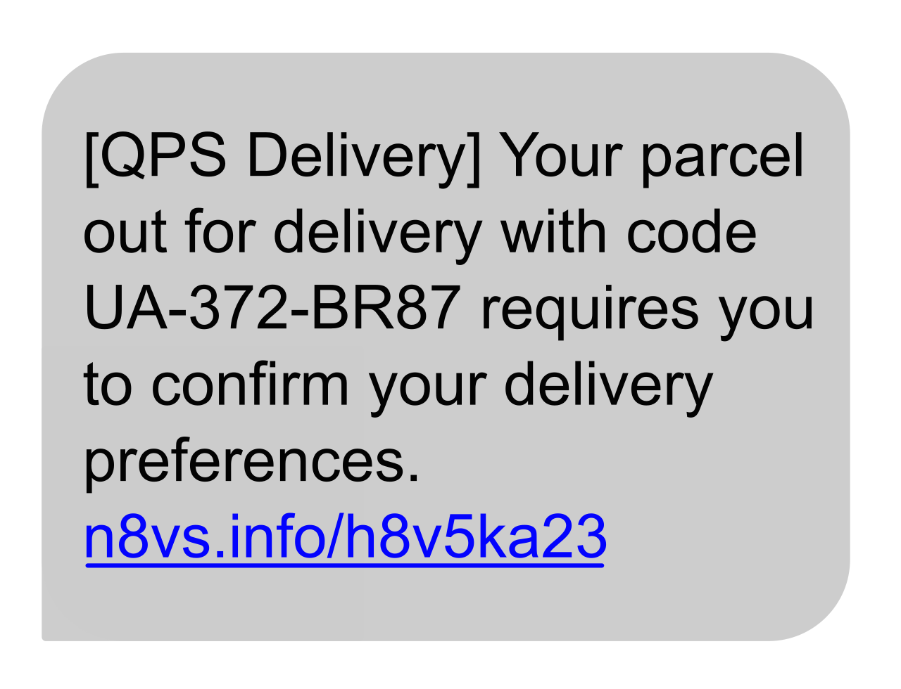 Diagram of an SMS phishing (smishing) message. These attacks leverage the brief format of text messages and shortened URLs to hide malicious destinations.