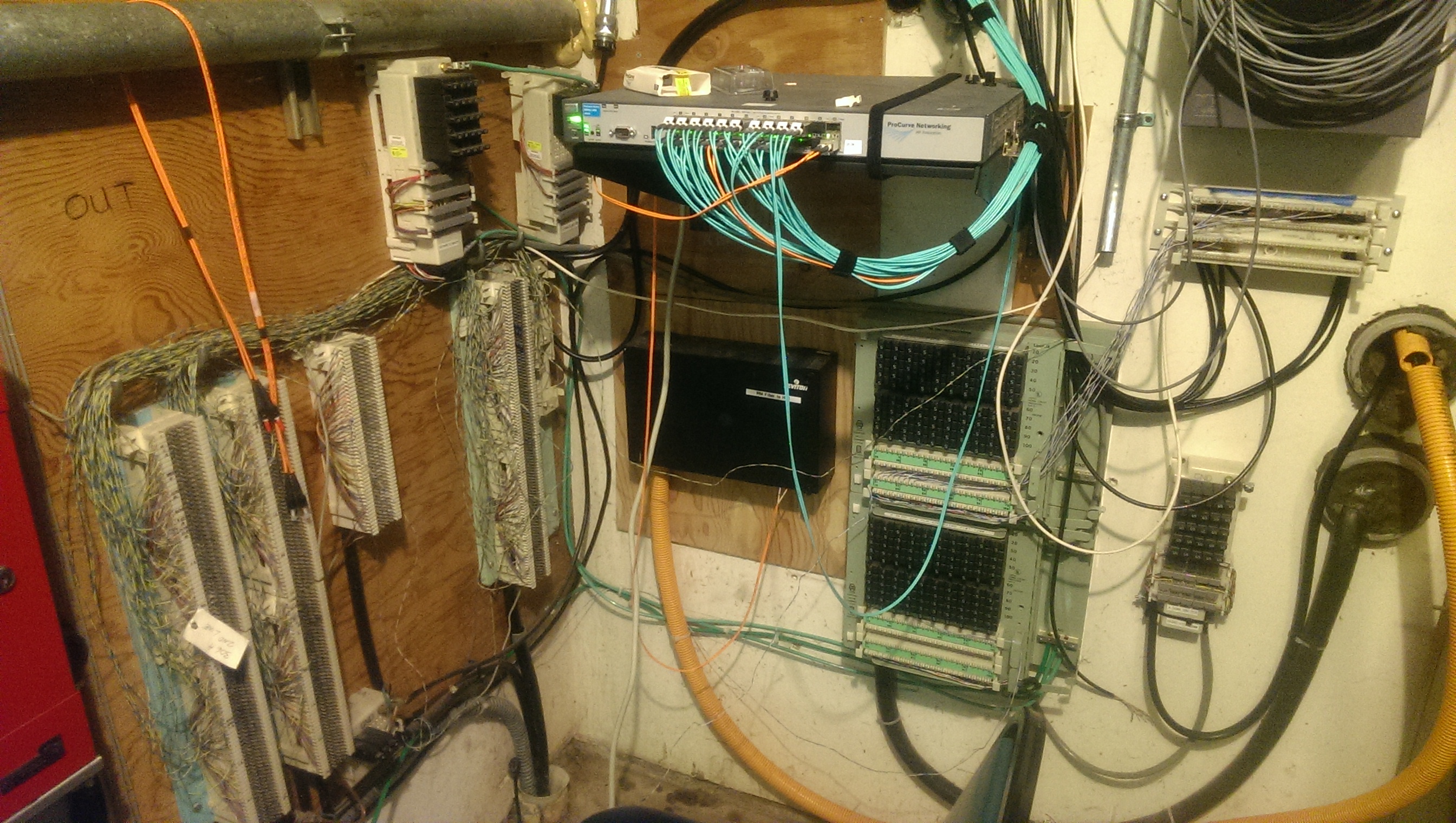 Unrestricted access to a wiring closet bypasses logical perimeter defenses, highlighting the critical need for physical security controls like locked doors and access-controlled server rooms.