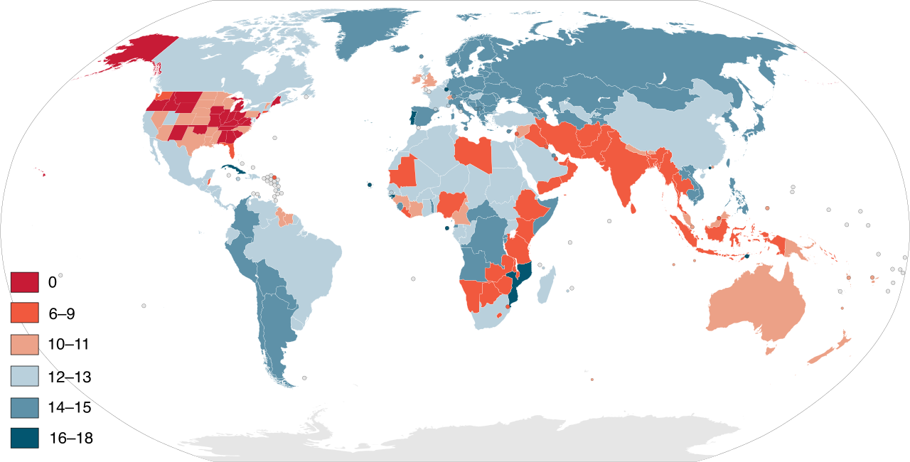 The minimum age of criminal responsibility by country — England and Wales sets its threshold at 10 years old, among the lowest in Europe.
