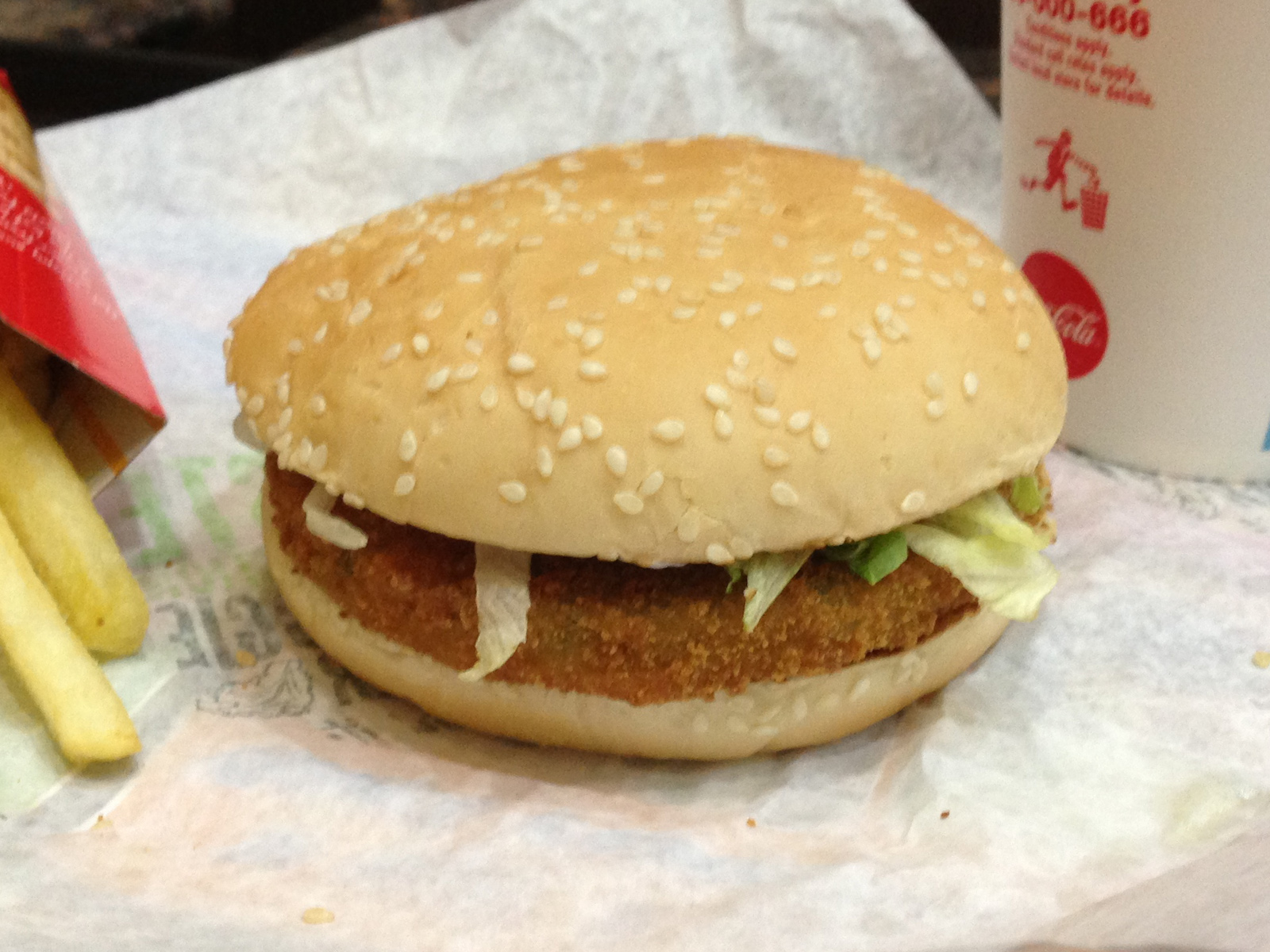 An example of stimulus diffusion: A McDonald's McVeggie sandwich in India adapts the concept of an American fast-food hamburger to align with local Hindu dietary customs.