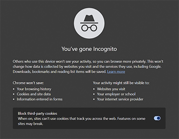 Private browsing modes explicitly warn users that while local tracking data is discarded, their web traffic remains entirely visible to network administrators and internet service providers.