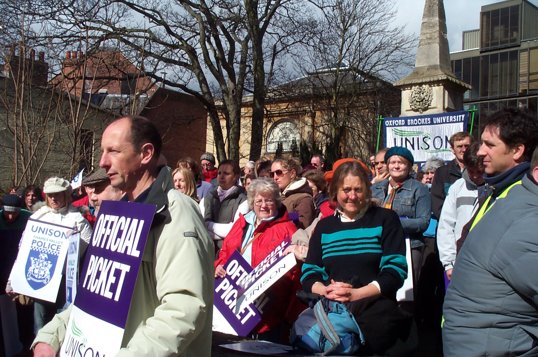 A rally of the UK trade union UNISON — a reminder that union membership can fund a member's legal costs in workplace-related disputes, a route easily overlooked alongside the statutory funding regimes.