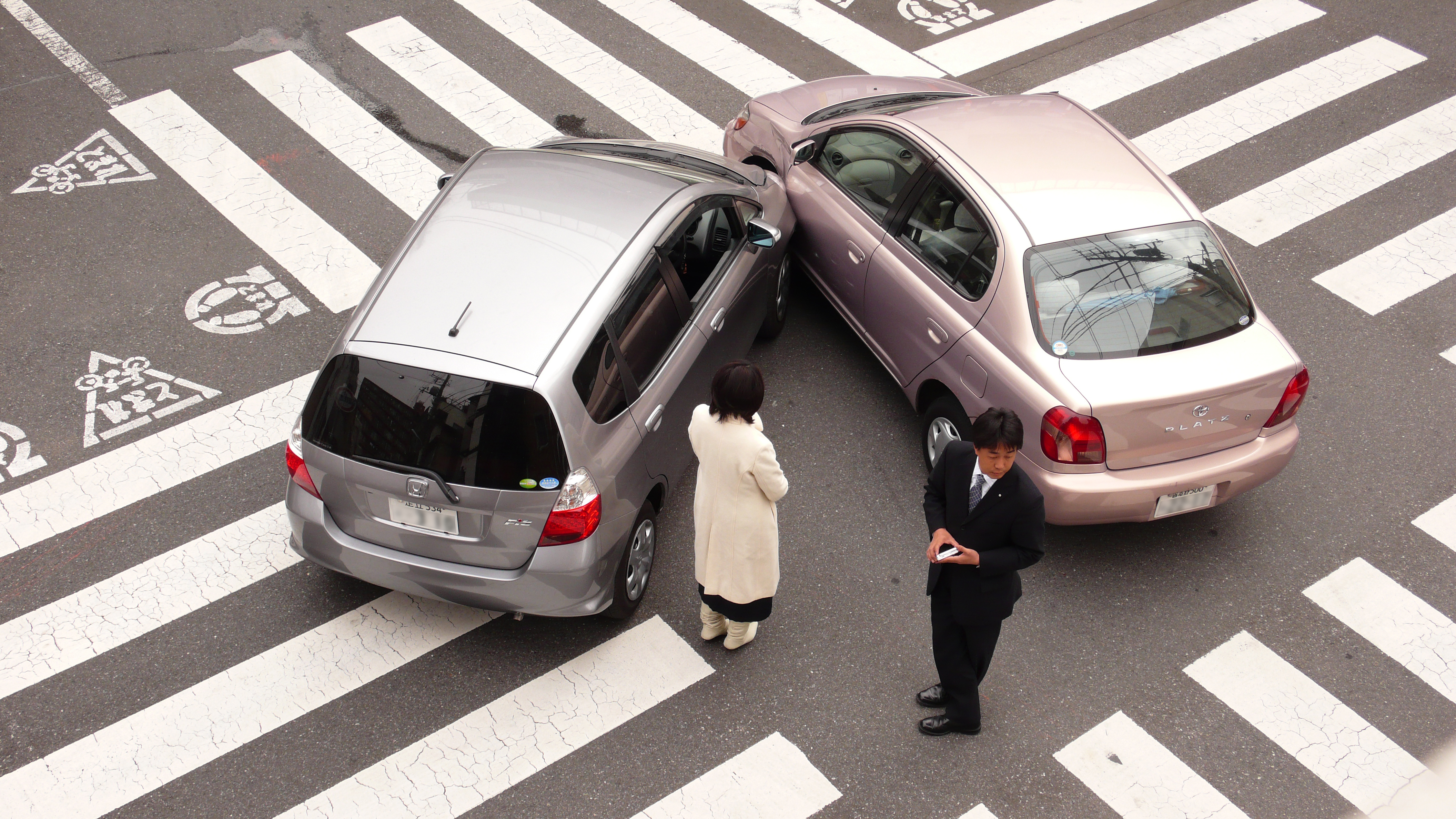 A road traffic collision — the scenario behind the RTA carve-out, which raises the small claims limit for personal injury to £5,000 for claimants who are not vulnerable road users.