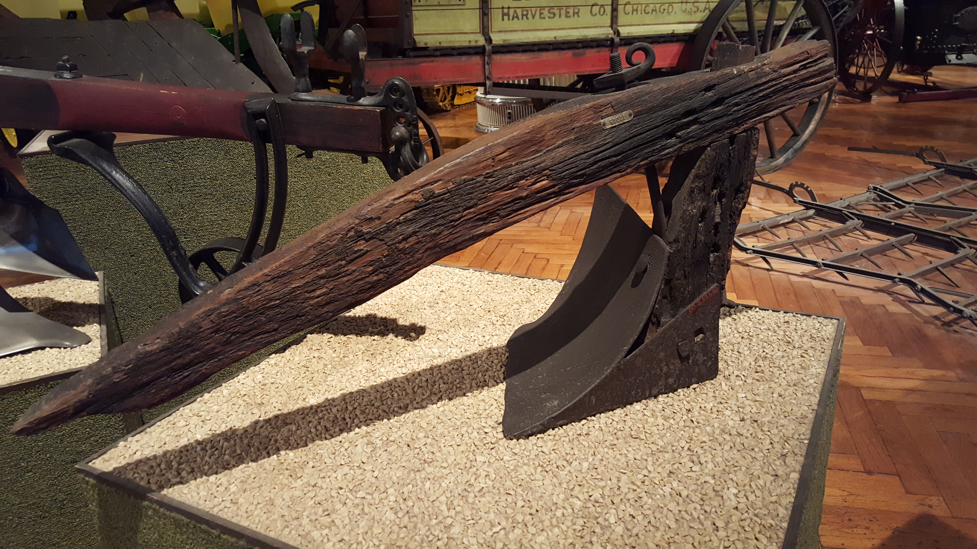 An early model of John Deere's steel plow. Unlike brittle cast-iron plows, the steel blade could cut through the dense, deep-rooted sod of the Midwestern prairie without breaking, fundamentally changing American agriculture.