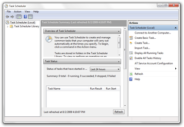 Windows Task Scheduler allows administrators to automate complex diagnostic tasks, scripts, and administrative programs based on specific system triggers or time schedules.