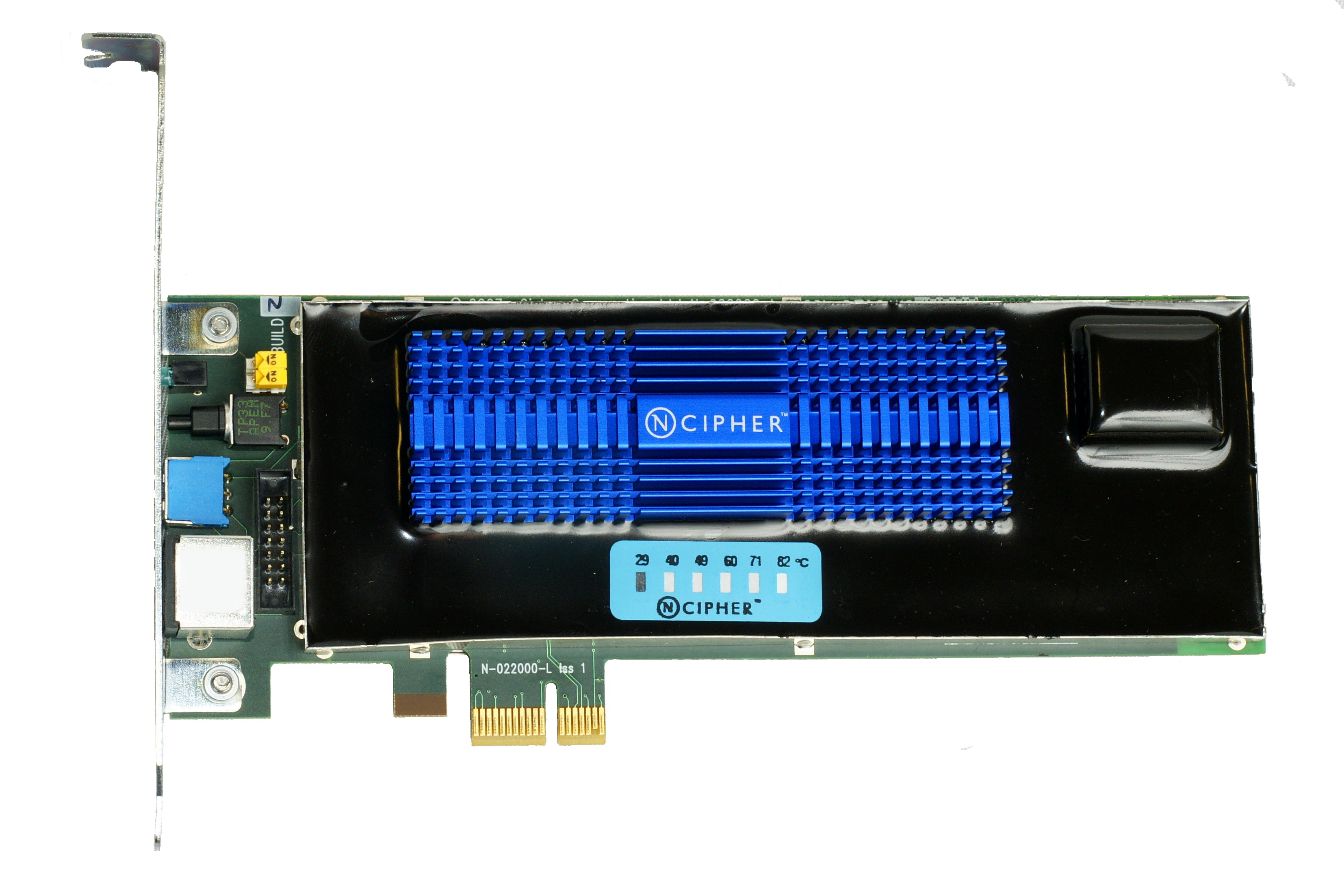 A Hardware Security Module (HSM), such as this PCIe expansion card, is a physical device that safeguards digital keys and provides cryptoprocessing. Sending large volumes of data over a network for an HSM to process directly creates severe latency and network bottlenecks.