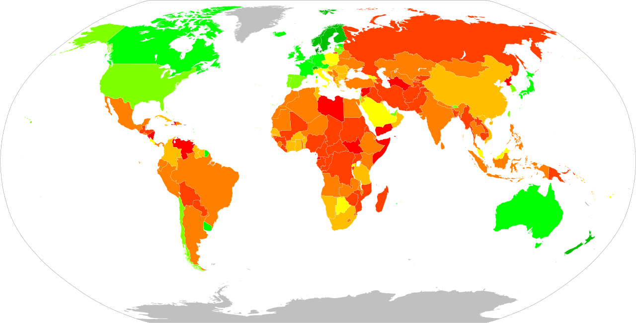 The Corruption Perceptions Index by country — a politically exposed person's access to public power creates the elevated corruption risk that triggers enhanced due diligence.