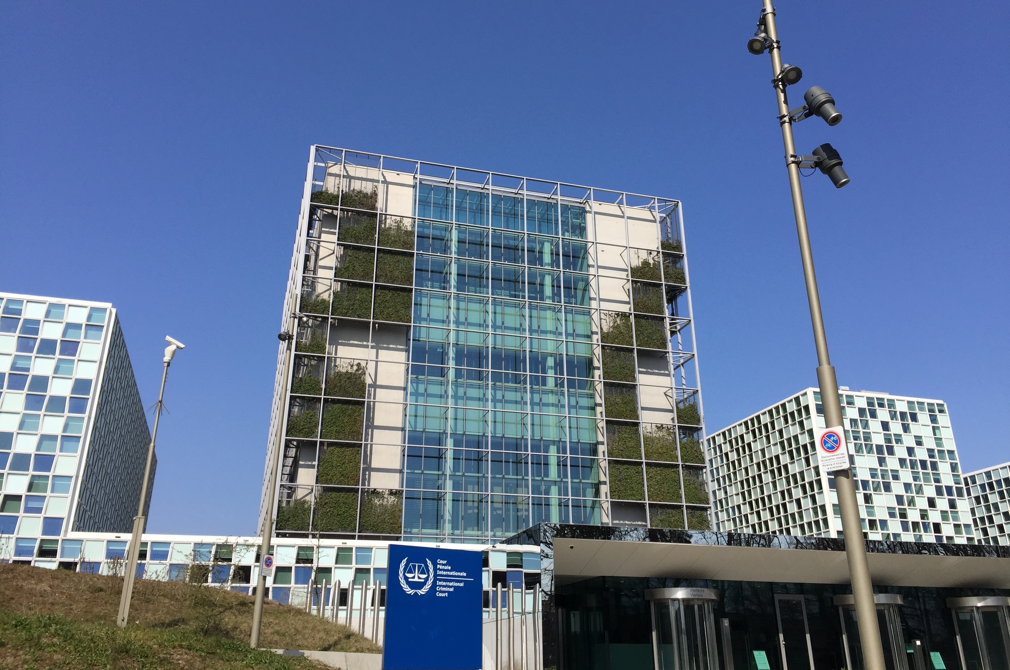 The headquarters of the International Criminal Court in The Hague, Netherlands. Unlike the ICJ which adjudicates disputes between states, the ICC prosecutes individual human beings for severe atrocities.