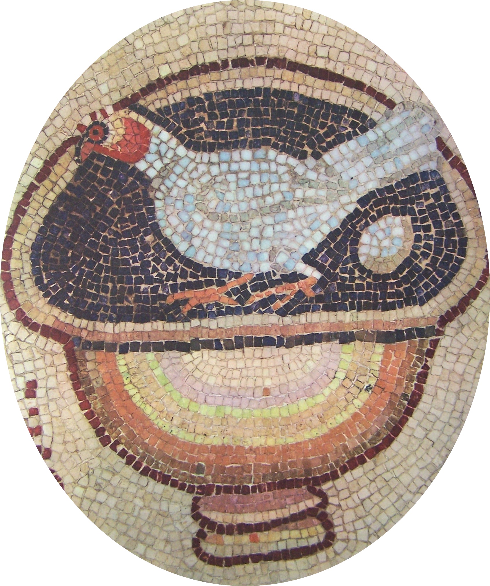 A mosaic of a hen and an egg — a literal picture of the 'chicken-and-egg problem' facing personal representatives who need cash to pay IHT before the grant that unlocks the estate's own funds has been issued.