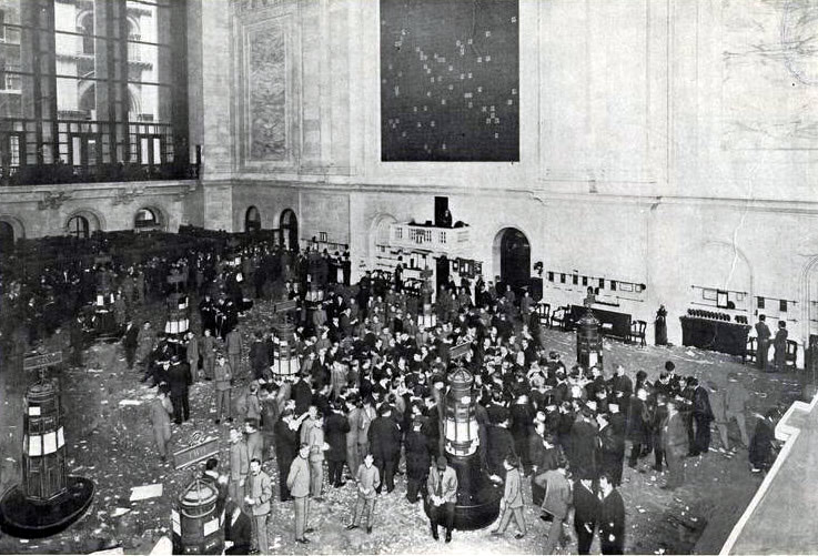 Brokers trading on the floor of the New York Stock Exchange in 1908. While unregistered personnel can handle administrative tasks, executing trades and advising clients has historically required formal registration and firm sponsorship.