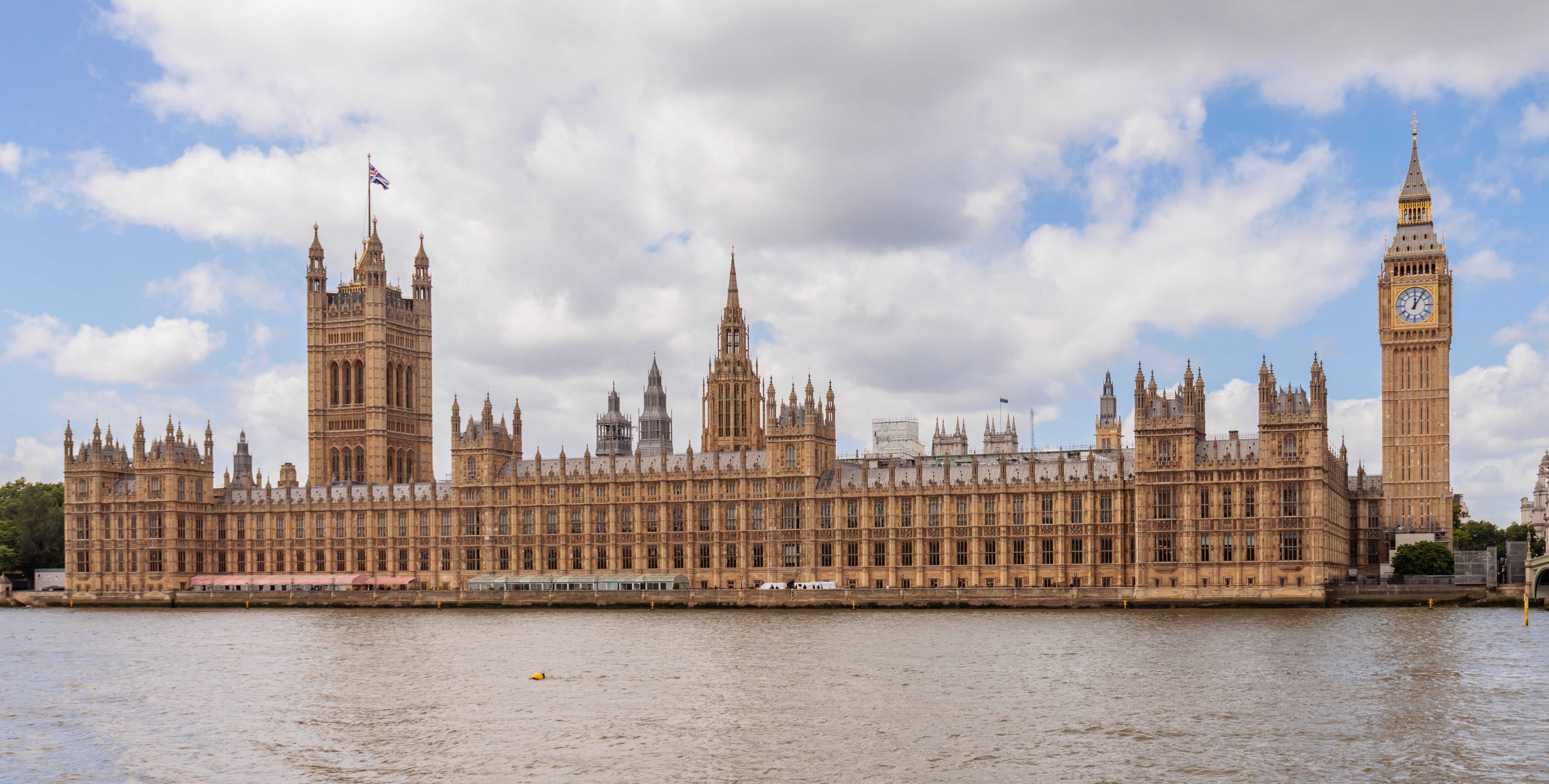 The Palace of Westminster, seat of Parliament — the body a declaration of incompatibility formally signals to, without binding it or invalidating its legislation.