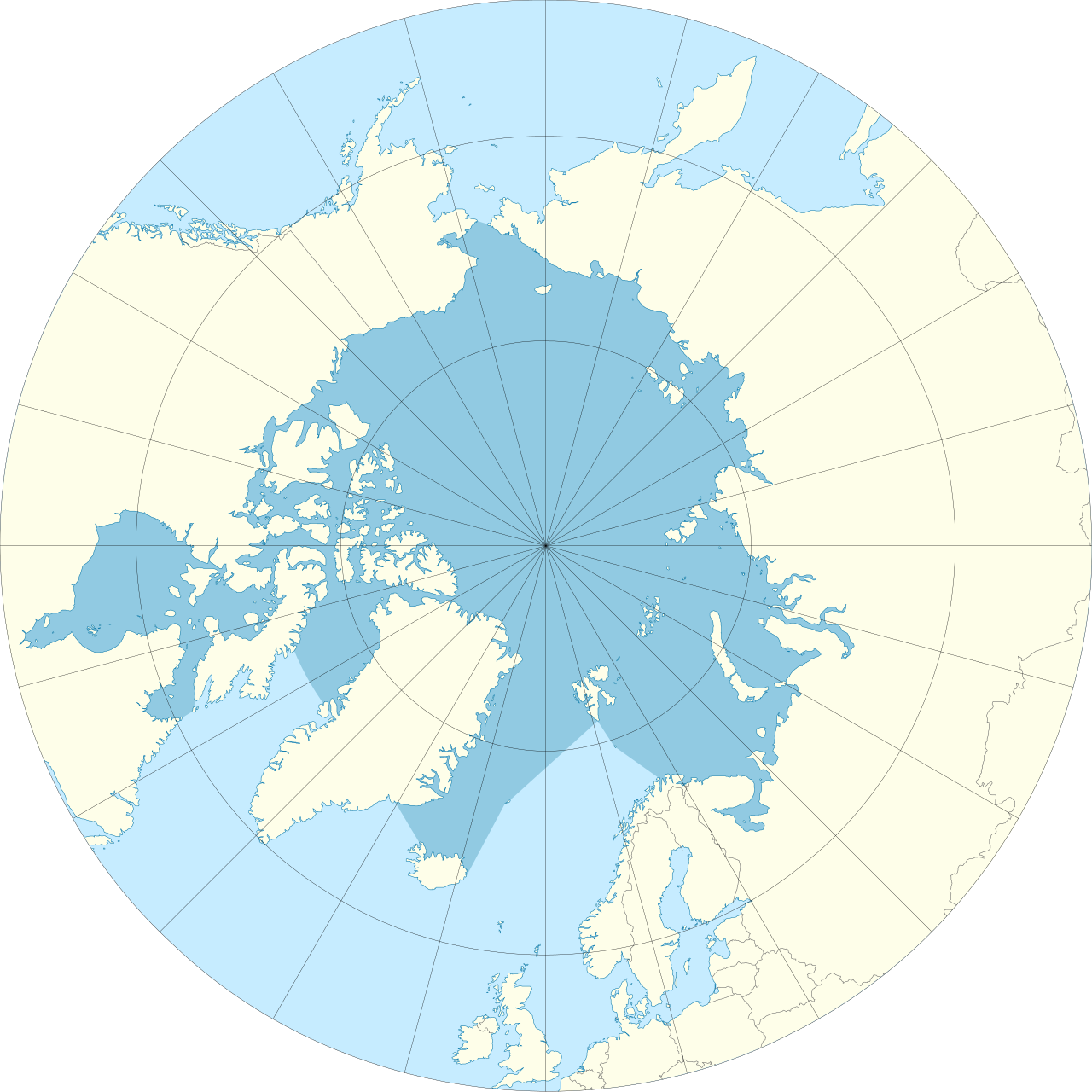 An azimuthal projection centered on the North Pole. These maps provide highly accurate distances and directions from the center point, making them ideal for polar navigation.