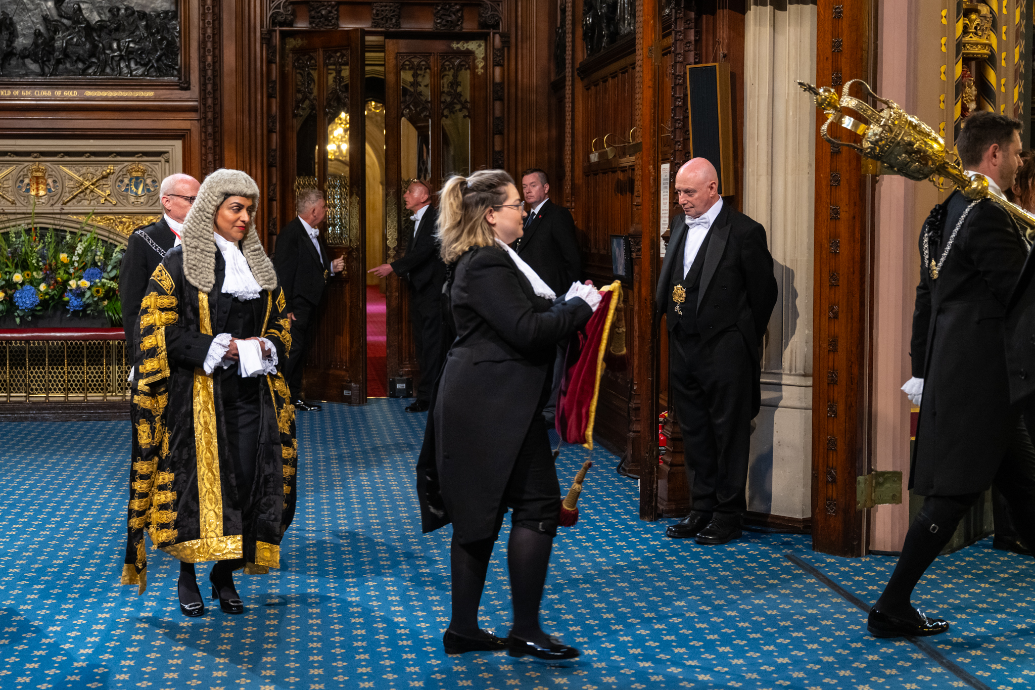The Lord Chancellor in ceremonial dress; senior judicial appointments are made by the monarch on the Lord Chancellor's recommendation following the Judicial Appointments Commission's selection.