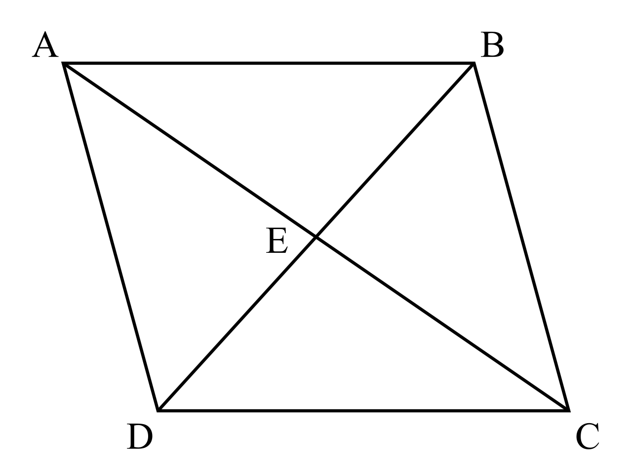 A standard parallelogram illustrating its core defining characteristics: opposite sides are parallel and equal in length, and diagonally opposite interior angles are identical.