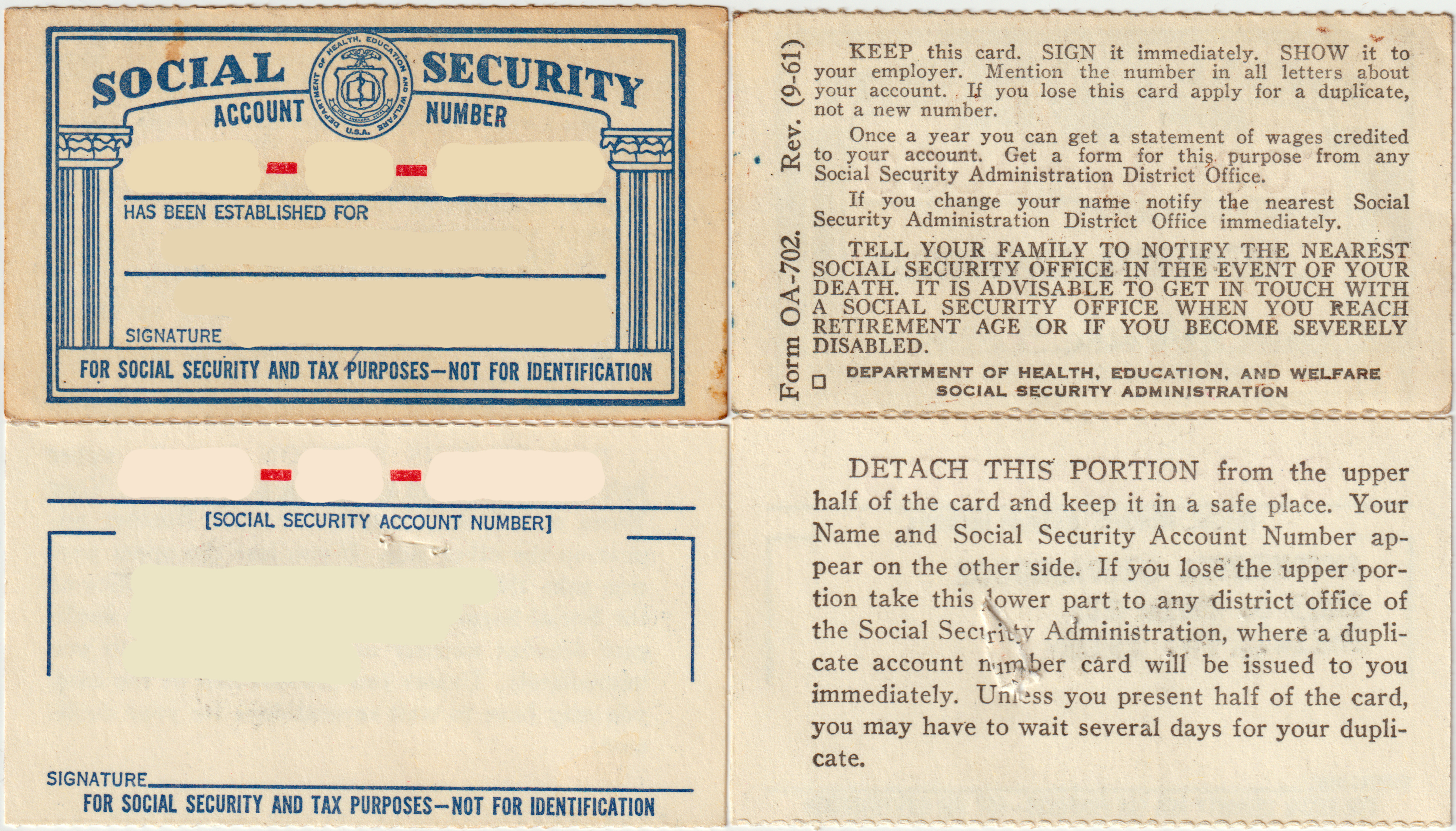 A U.S. Social Security card. Under Regulation S-P, a Social Security number is explicitly classified as protected nonpublic personal information (NPI).