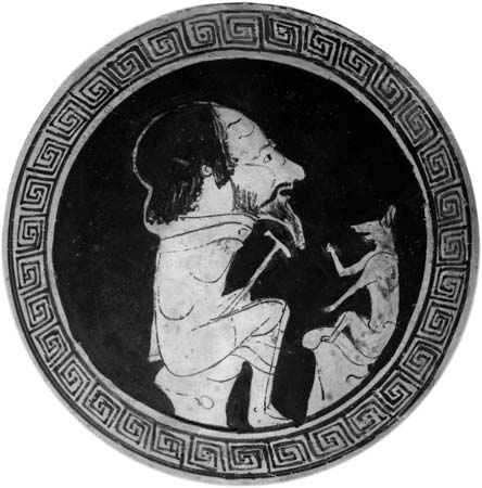An ancient Greek red-figure cup depicting Aesop. Traditional fables like Aesop's frequently rely on explicit themes delivered directly to the reader as clear moral lessons.