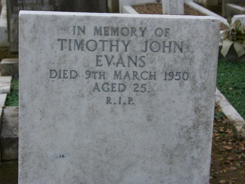 The grave of Timothy Evans, wrongly convicted and hanged for murders his neighbour John Christie had committed — the kind of confident-but-mistaken outcome identification safeguards exist to prevent.