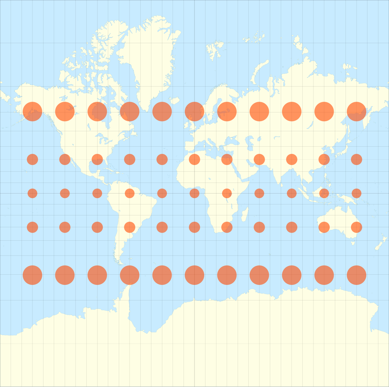 A map projection demonstrating the fundamental problem of cartography: representing a three-dimensional sphere on a flat surface inevitably creates distortion.