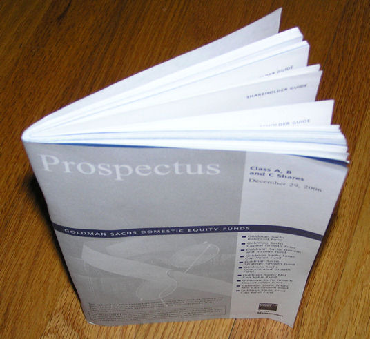 An example of a mutual fund statutory prospectus. Under SEC Rule 482, omitting prospectus advertisements must explicitly direct investors to this comprehensive legal document.
