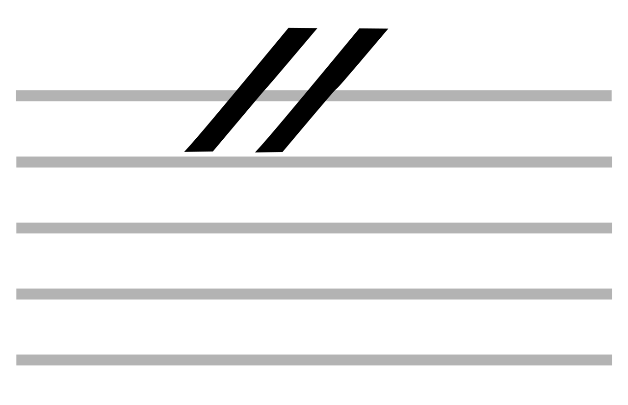 The caesura (indicated here in musical notation by two parallel lines) functions similarly in poetry, creating an abrupt, dramatic pause mid-line.