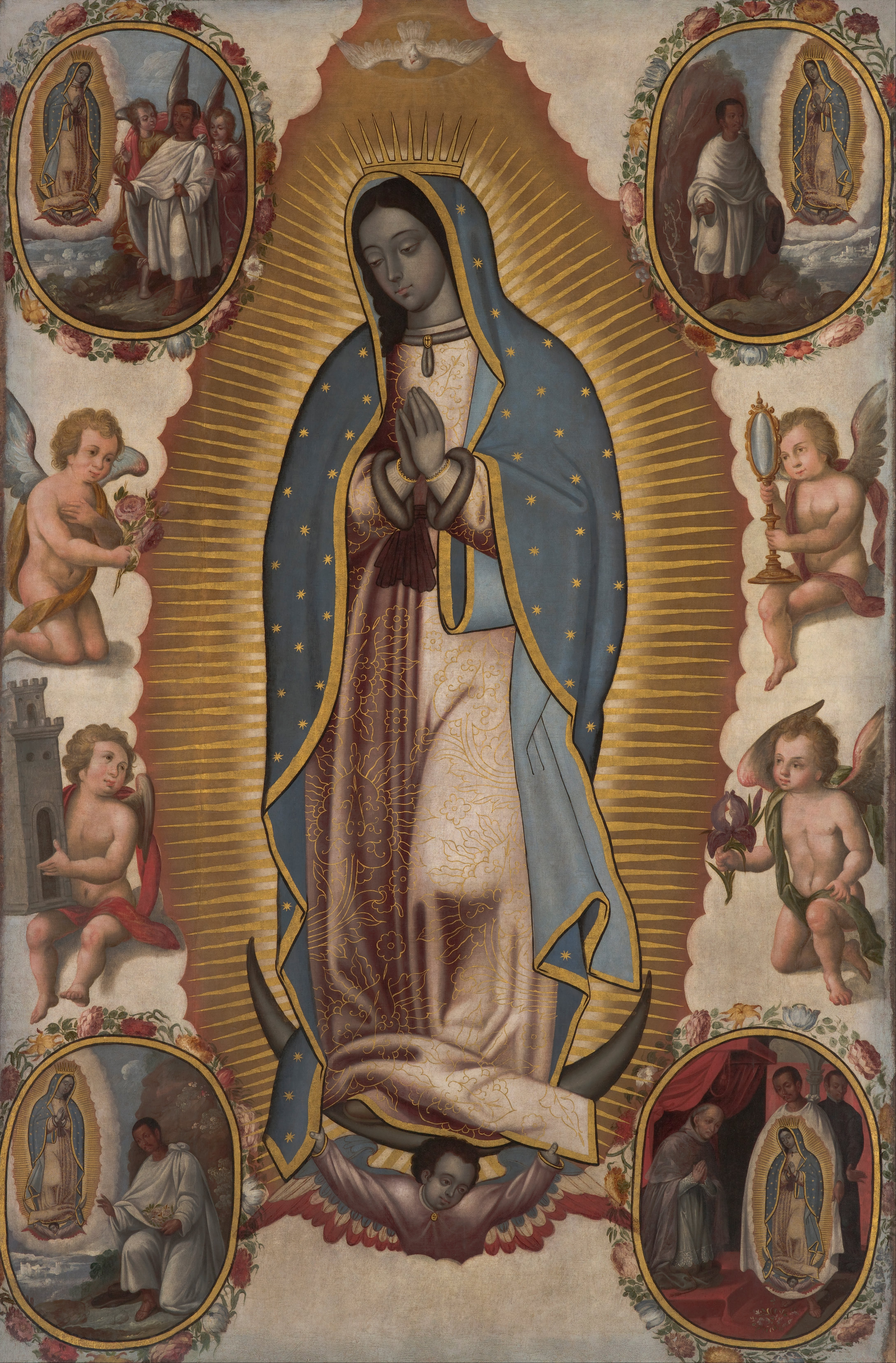 The Virgin of Guadalupe. By combining Catholic iconography with Indigenous symbolism, the image became a powerful syncretic emblem of Mexican identity and a unifying cultural force.