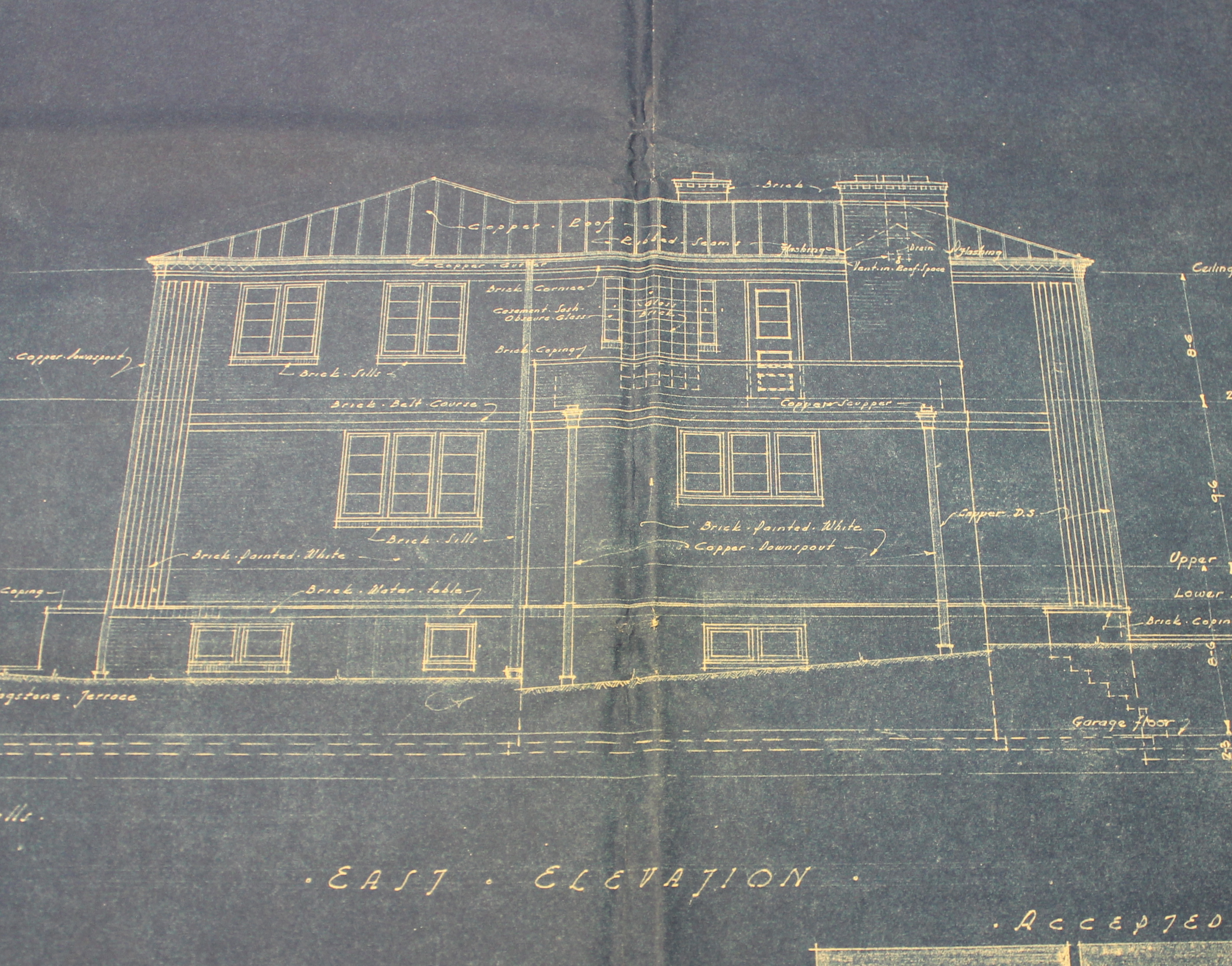 A blueprint or architectural drawing provides the visual layout and structural dimensions required by a local Department of Buildings for a permit application.