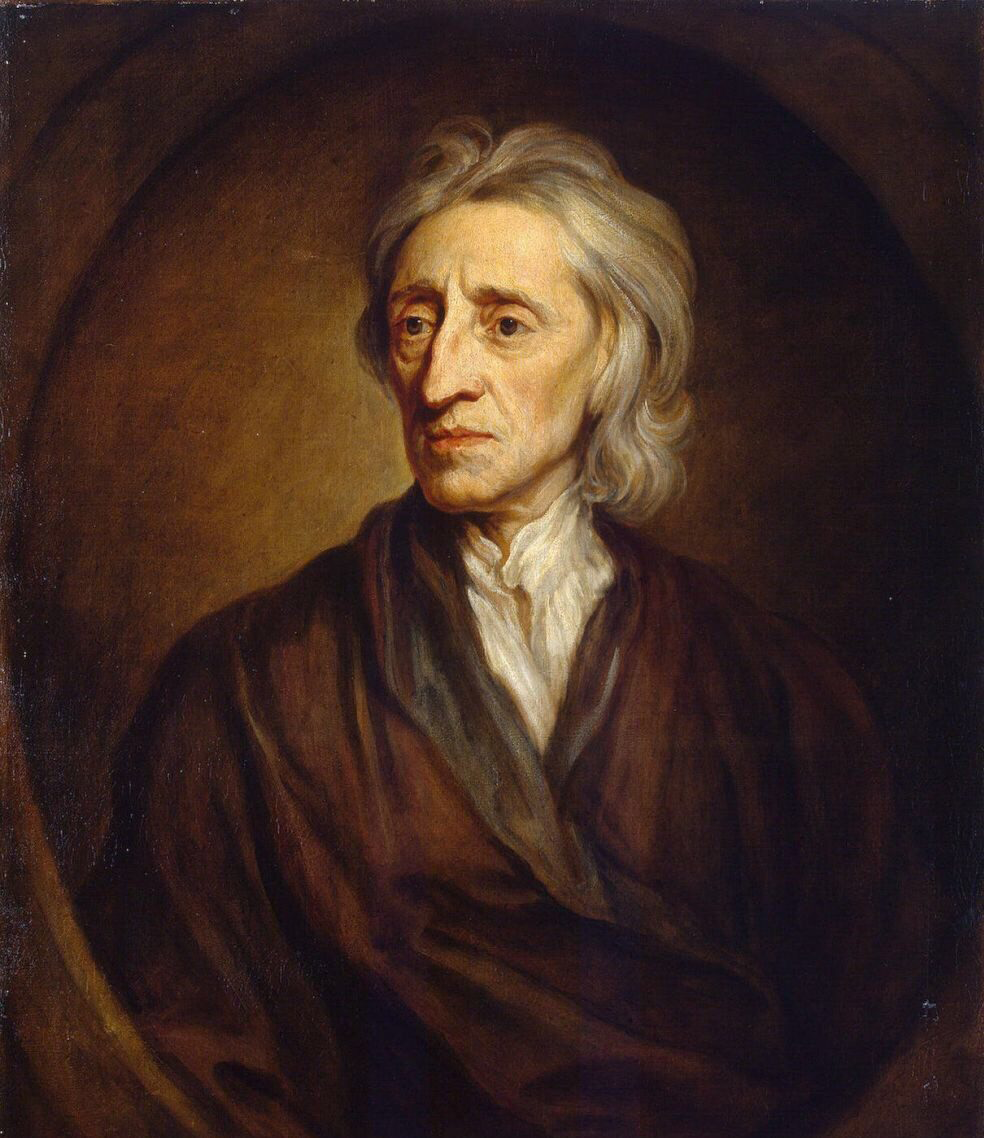 English philosopher John Locke, whose Enlightenment theories on natural rights and the consent of the governed heavily influenced Thomas Jefferson's drafting of the Declaration of Independence.