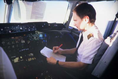 A pilot consulting a pre-flight checklist. Explicitly teaching the use of self-monitoring checklists helps students bypass executive functioning deficits, demonstrating that structured accountability tools are used even by professionals in high-stakes environments.