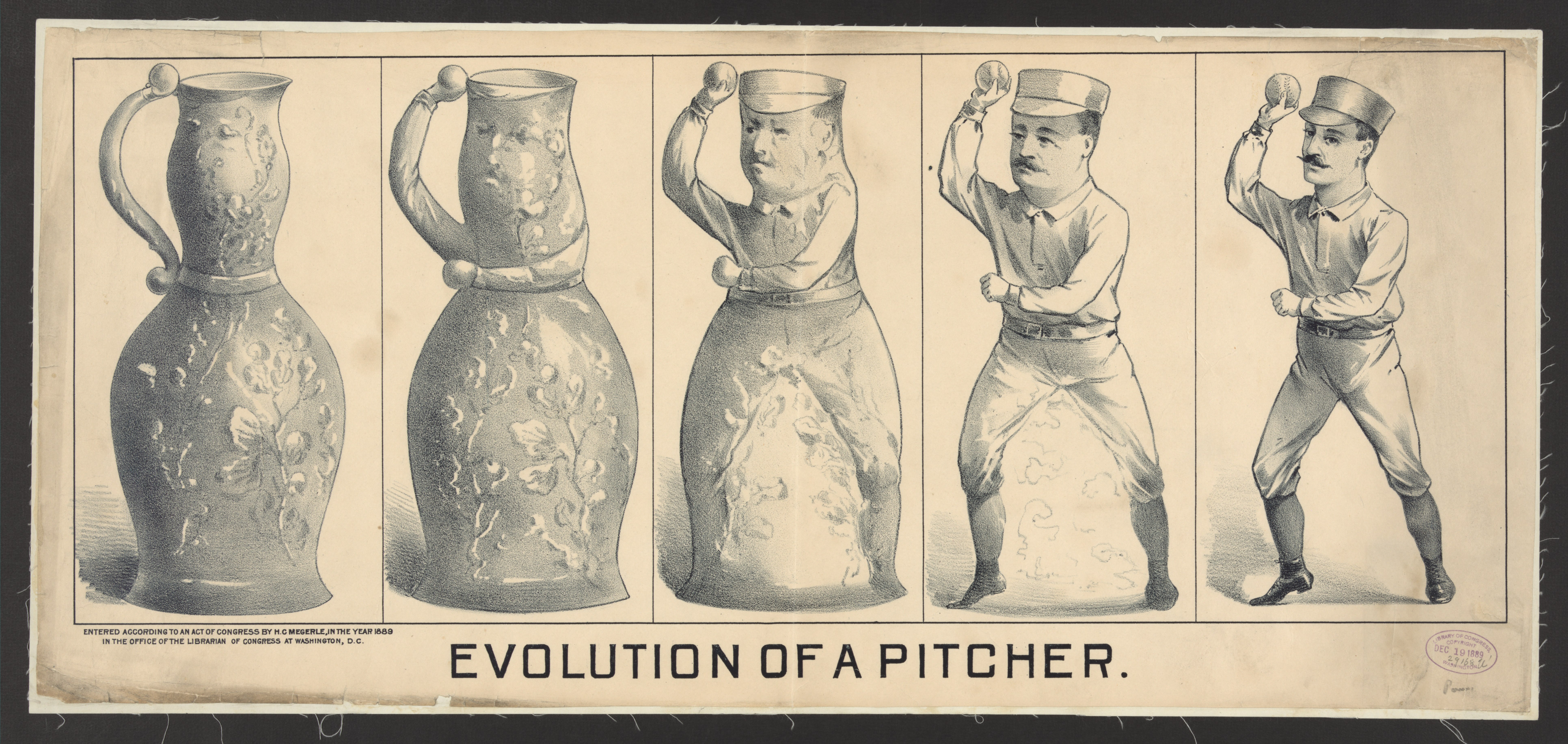 This illustration demonstrates a visual pun by merging two distinct semantic definitions of the word "pitcher" (a baseball player and a liquid vessel) into a single image, intentionally introducing semantic ambiguity.