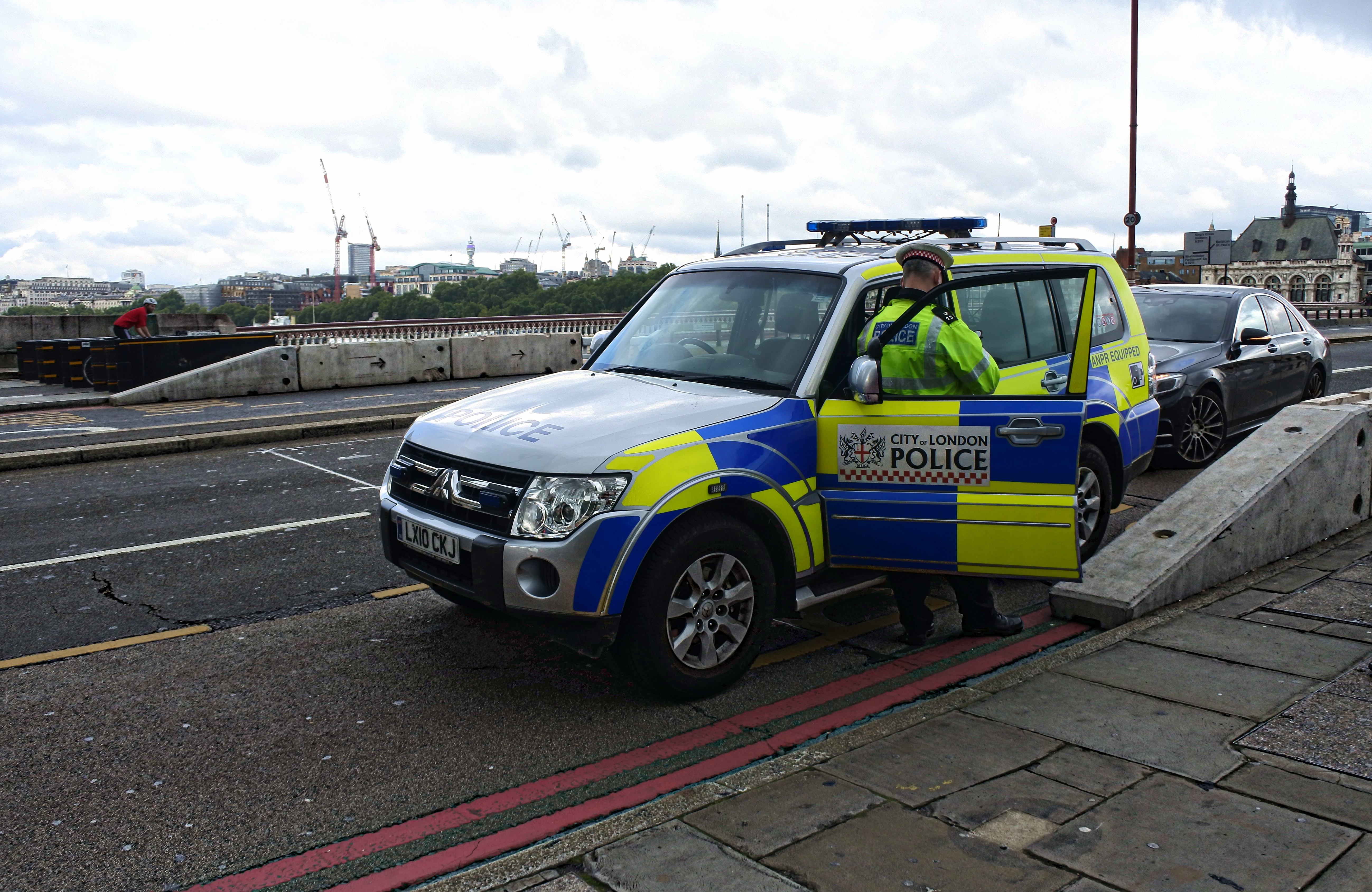 A City of London Police vehicle — the City runs its own police force, which is why a section 13 banning order there needs only the Secretary of State's consent, not a local council's.