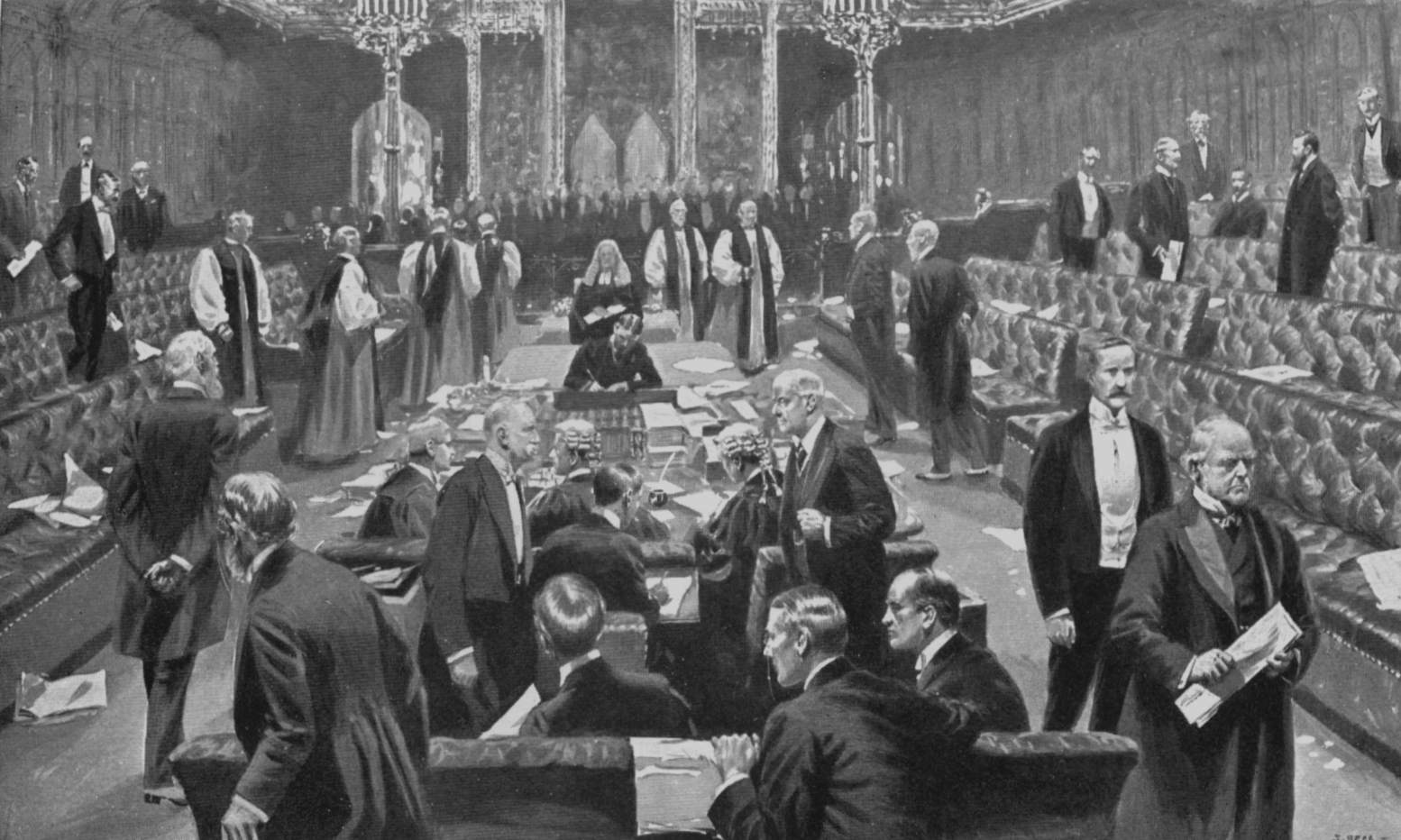 The passing of the Parliament Bill in 1911, the political crisis that produced the Parliament Act 1911 and stripped the Lords of any veto over money bills.