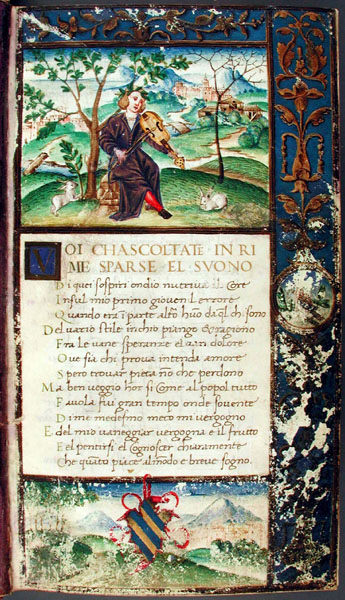 An early manuscript of a Petrarchan sonnet. The physical gap on the page visually reinforces the poem's structural volta, dividing the eight-line octave (the problem) from the six-line sestet (the resolution).