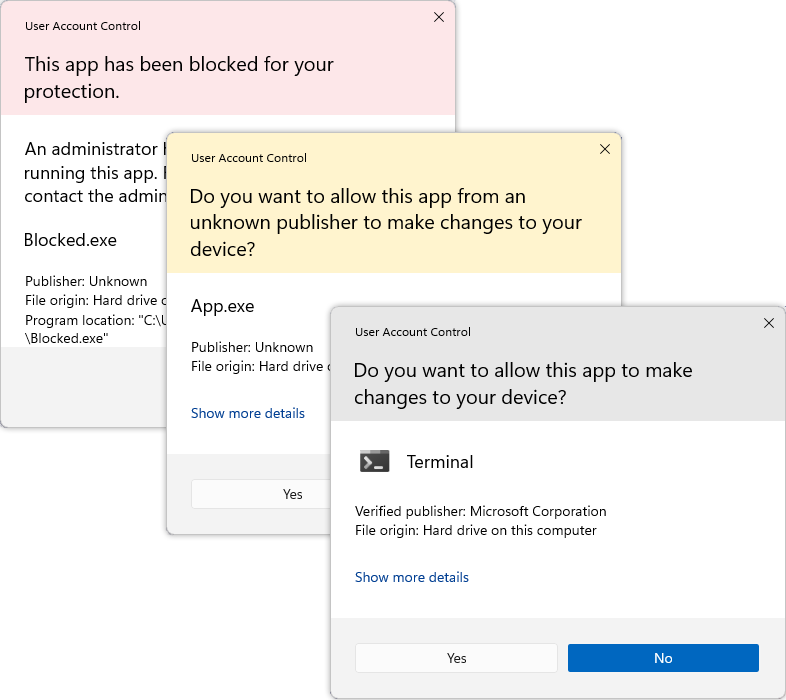 User Account Control enforces privilege separation by requiring explicit user confirmation or administrative credentials before allowing a process to execute system-level changes.